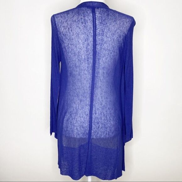Eileen Fisher Open Front Semi Sheer Linen Blend Cardigan Size Small Petite - Picture 3 of 10